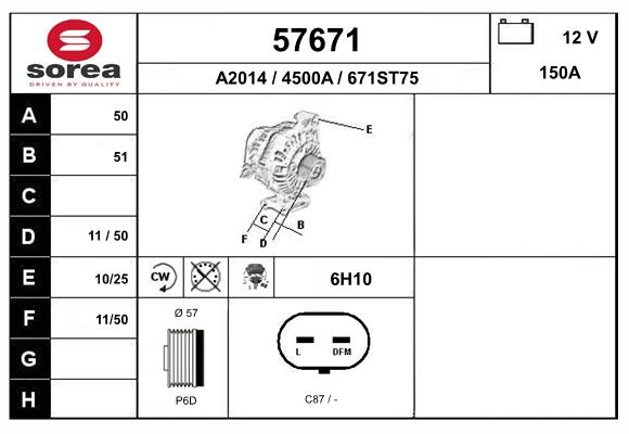 Generator / alternator 57671 EAI