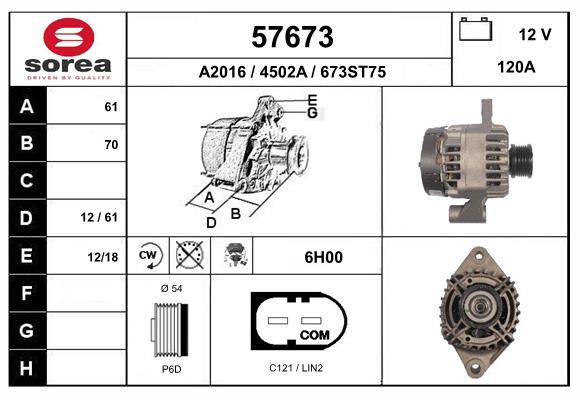 Generator / Alternator 57673 EAI