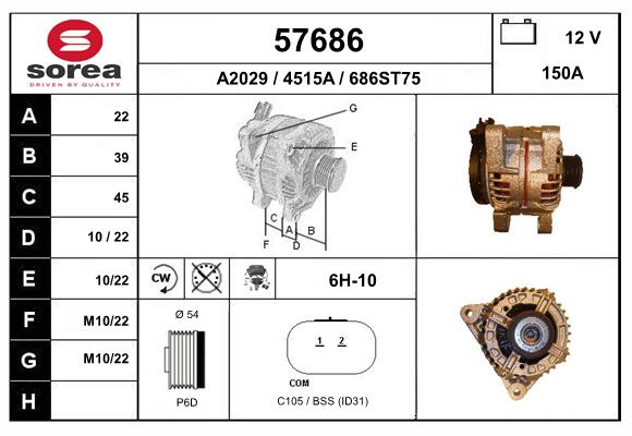 Generator / Alternator 57686 EAI