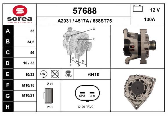 Generator / Alternator 57688 EAI