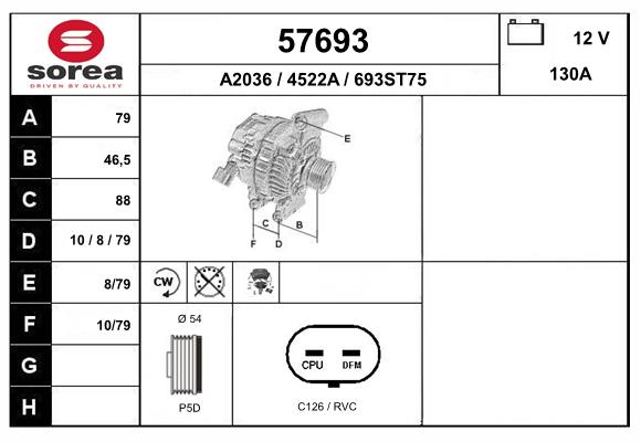 Generator / alternator 57693 EAI