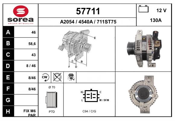 Generator / Alternator 57711 EAI