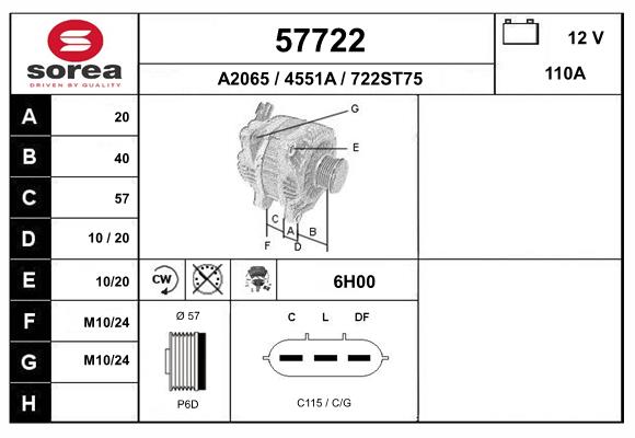 Generator / Alternator 57722 EAI