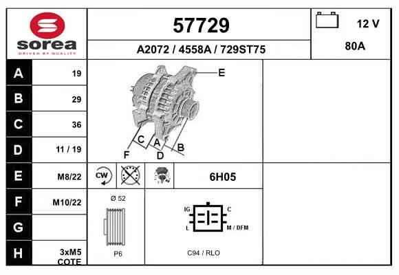 Generator / Alternator 57729 EAI