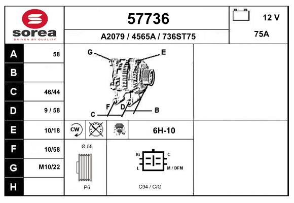 Generator / Alternator 57736 EAI