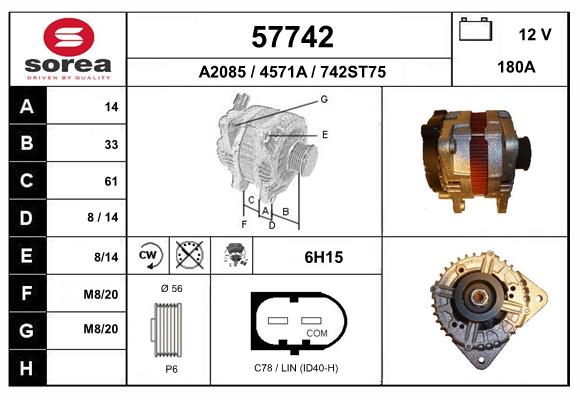 Generator / Alternator 57742 EAI