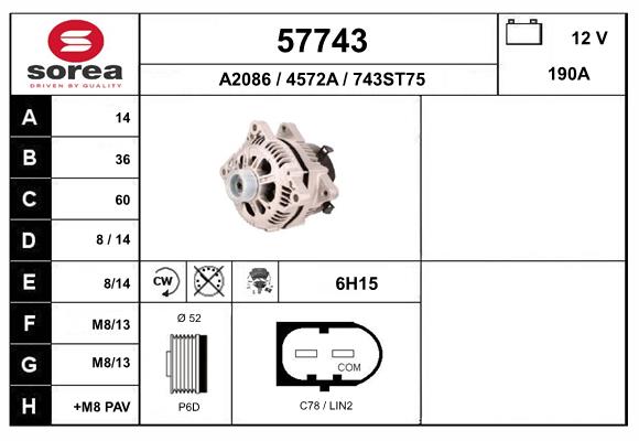 Generator / Alternator 57743 EAI