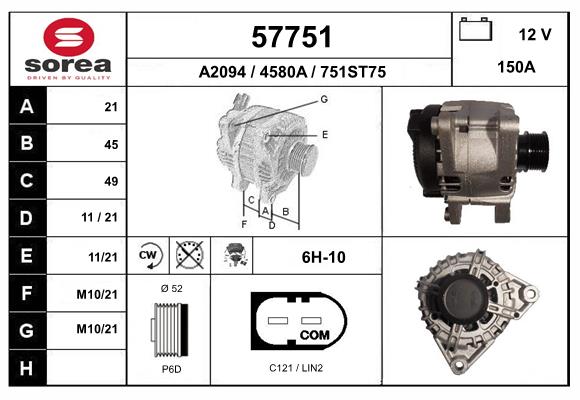 Generator / alternator 57751 EAI