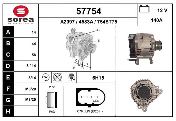 Generator / Alternator 57754 EAI