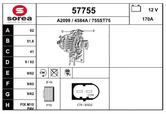 Generator / Alternator 57755 EAI