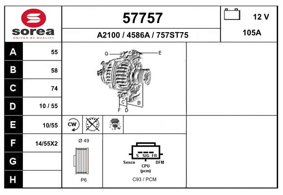 Generator / Alternator 57757 EAI