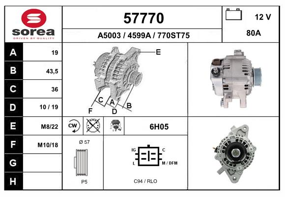 Generator / Alternator 57770 EAI