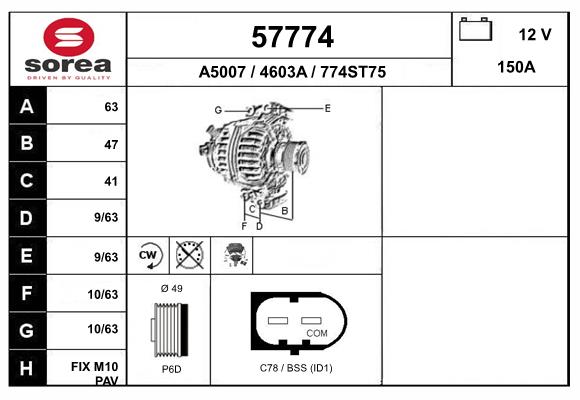 Generator / Alternator 57774 EAI