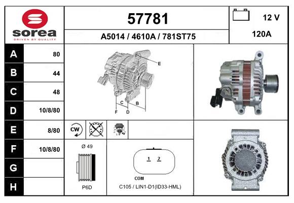 Generator / Alternator 57781 EAI