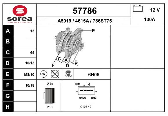 Generator / Alternator 57786 EAI