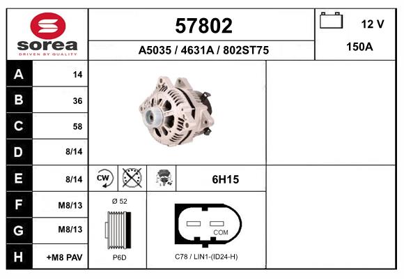 Generator / Alternator 57802 EAI