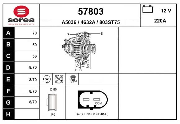 Generator / Alternator 57803 EAI