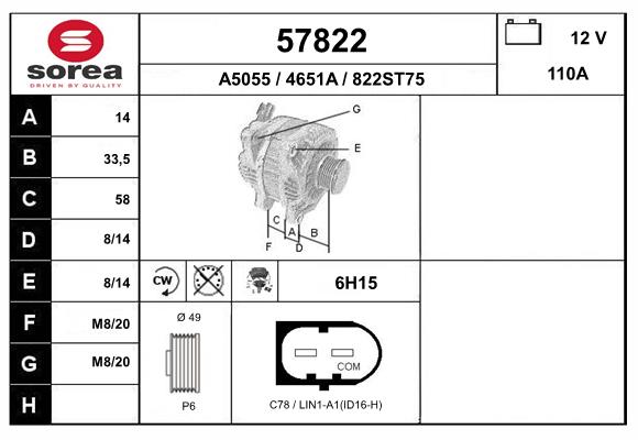 Generator / Alternator 57822 EAI