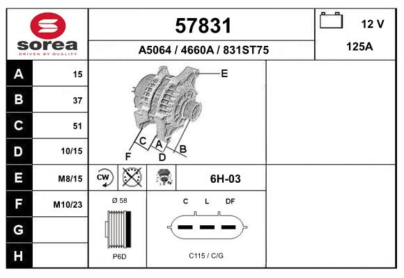 Generator / Alternator 57831 EAI