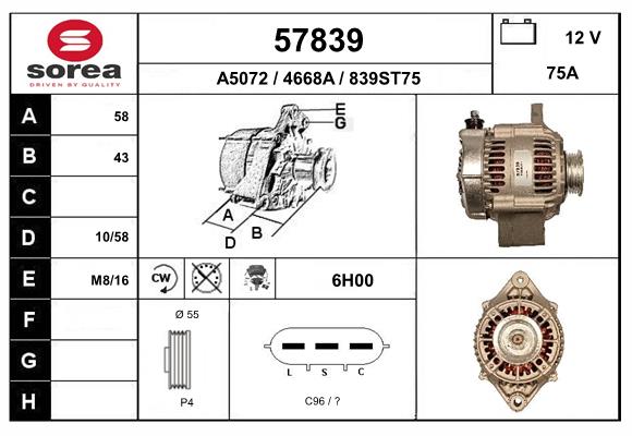 Generator / Alternator 57839 EAI