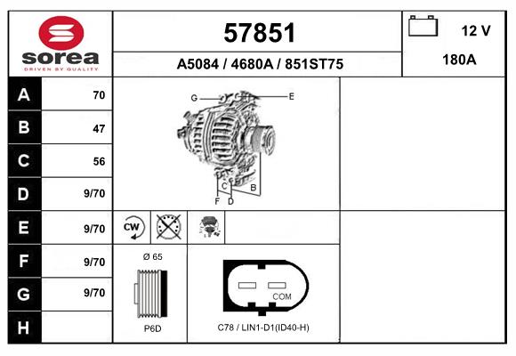 Generator / Alternator 57851 EAI