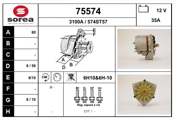 Generator / Alternator 75574 EAI