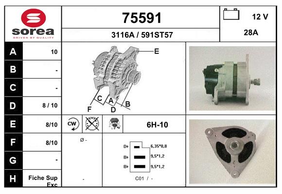 Generator / Alternator 75591 EAI