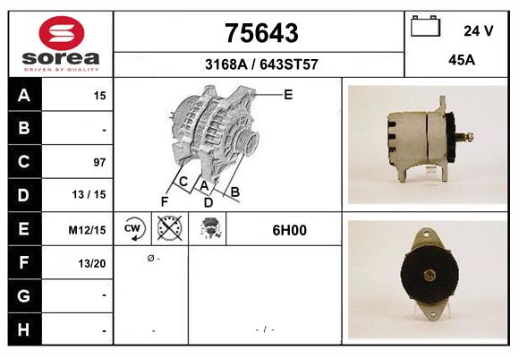 Generator / Alternator 75643 EAI