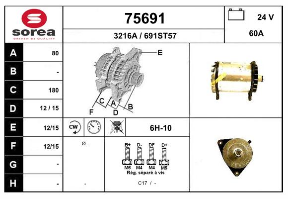 Generator / Alternator 75691 EAI