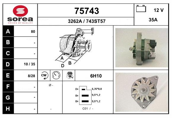 Generator / Alternator 75743 EAI
