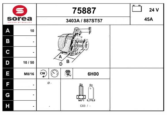 Generator / Alternator 75887 EAI