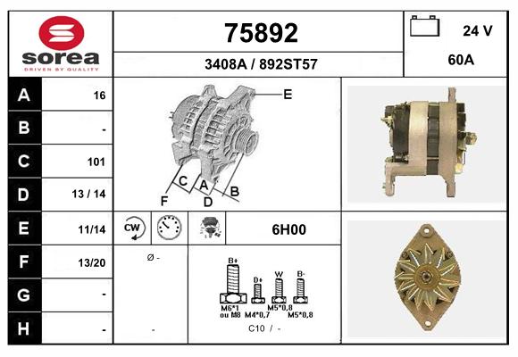 Generator / Alternator 75892 EAI