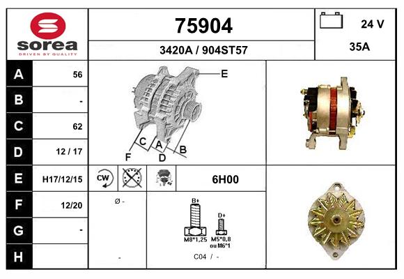 Generator / Alternator 75904 EAI