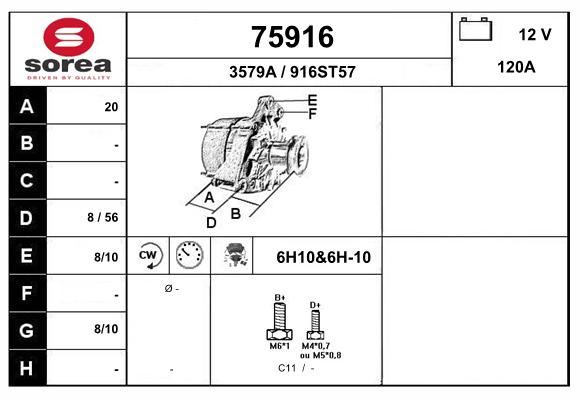 Generator / Alternator 75916 EAI