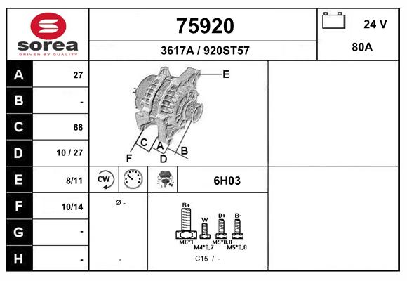 Generator / Alternator 75920 EAI