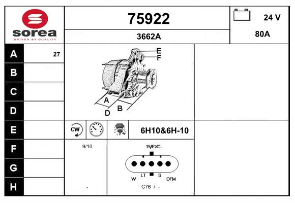 Generator / Alternator 75922 EAI
