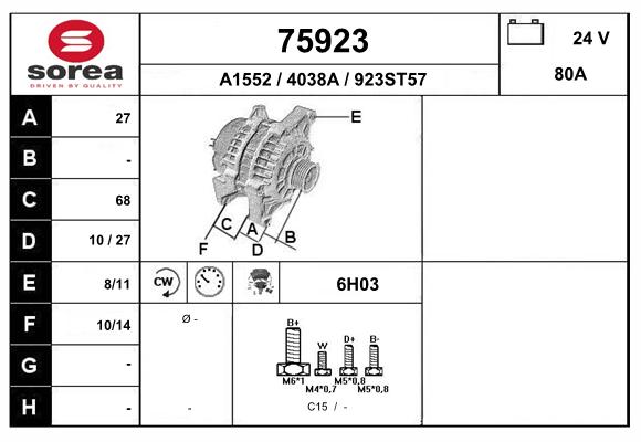 Generator / Alternator 75923 EAI