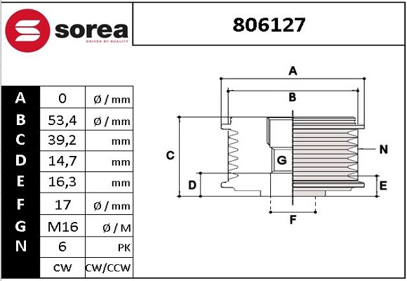 Sistem roata libera, generator 806127 EAI