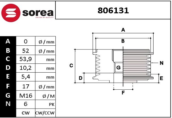 Sistem roata libera, generator 806131 EAI