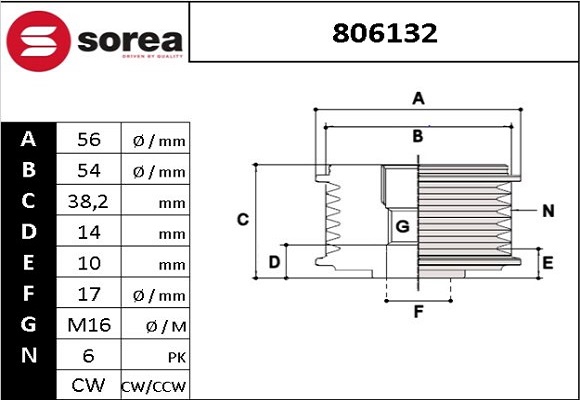 Sistem roata libera, generator 806132 EAI