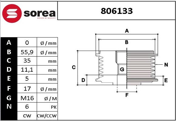 Sistem roata libera, generator 806133 EAI