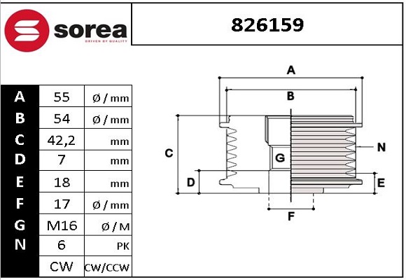 Sistem roata libera, generator 826159 EAI