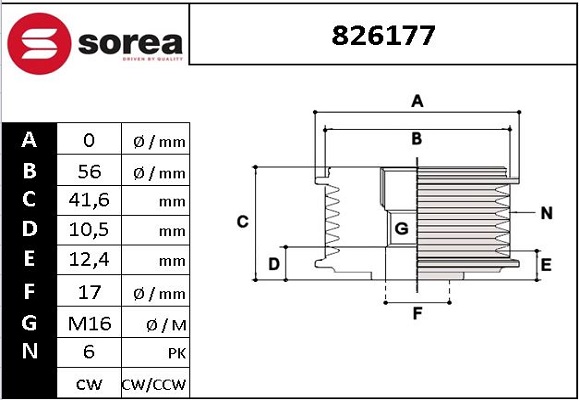 Sistem roata libera, generator 826177 EAI