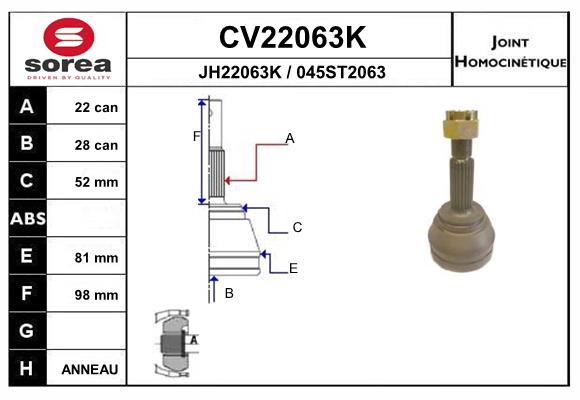 Set articulatie, planetara CV22063K EAI