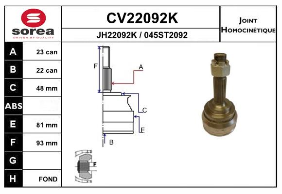 Set articulatie, planetara CV22092K EAI