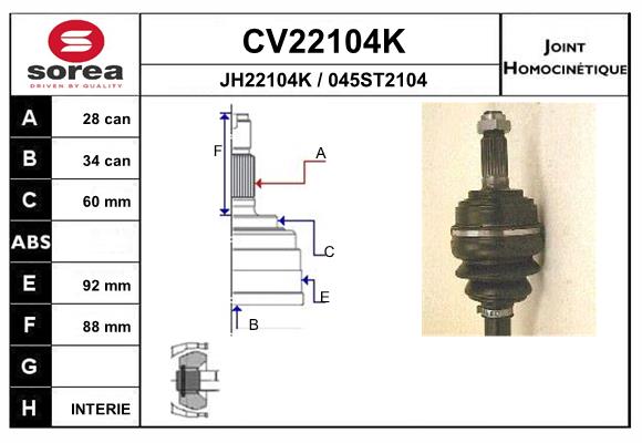 Set articulatie, planetara CV22104K EAI