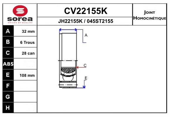 Set articulatie, planetara CV22155K EAI