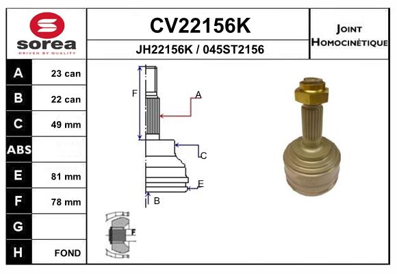 Set articulatie, planetara CV22156K EAI