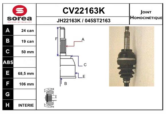 Set articulatie, planetara CV22163K EAI