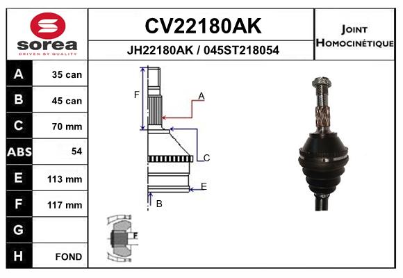 Set articulatie, planetara CV22180AK EAI